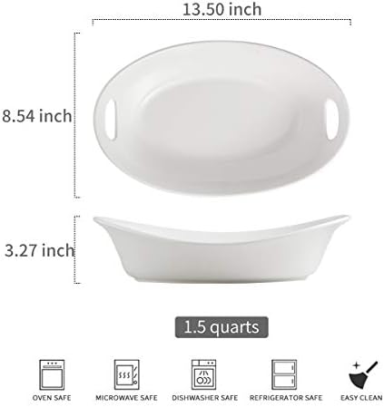 YHOSSEUN Large Serving Bowl with Handles, Oval Serving Platter Set of 2