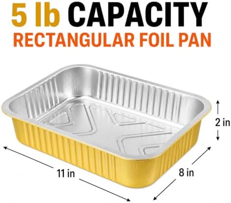 JARDLITE 20 Pack 11"×8"×2" Gold Aluminum Foil Pans with Lids Heavy