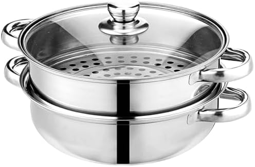 Steamer Pot for Cooking 4 Quart Steamer Pot 2-tier Multipurpose 18/8 Stainless Steel Steam Pot Cookware with Lid for Vegetable, Noodles, Pasta, Food