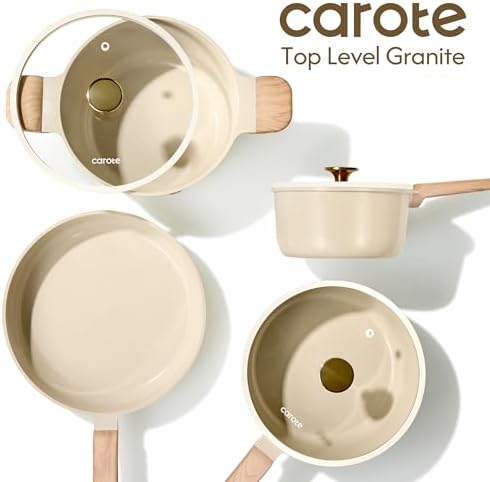 CAROTE Pots and Pans Set, Ceramic Cookware Set, 14pcs