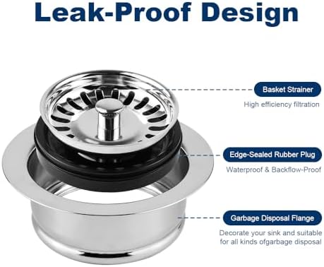 ZM Garbage Disposal Strainer and Stopper Combo,3.5" Sink Drain,SUS 304