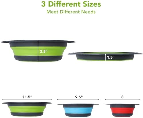 Collapsible Colander Set of 3 with Kitchen Counter Self-draining Base