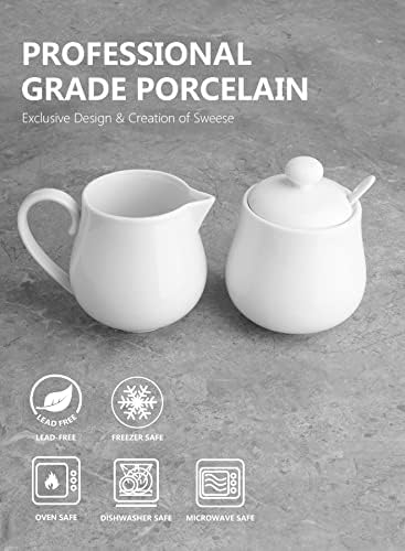 Sweese 12 Ounce Porcelain Sugar and Creamer Set, Coffee Serving Set