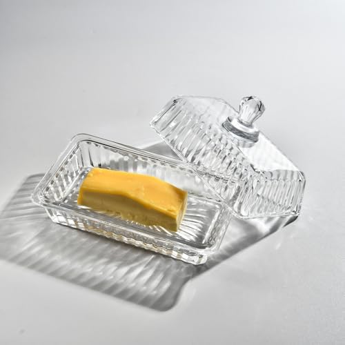 Crystal Butter Dish with Lid – Elegant Heavy Duty Covered Butter