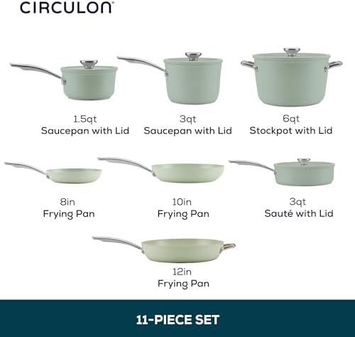 Circulon Halo with LaserDefense Ceramic Nonstick Cookware Set - Sage