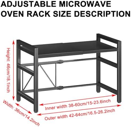 Expandable Microwave Oven Rack, Carbon Steel, 6 Hooks
