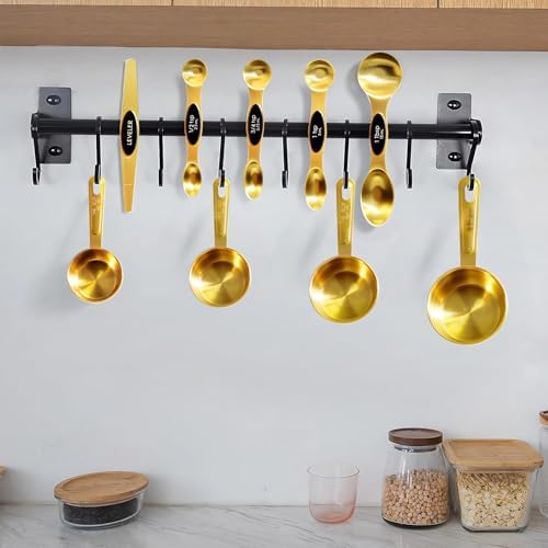 13pcs Gold Stainless Steel Measuring Cups and Spoons Set, 8