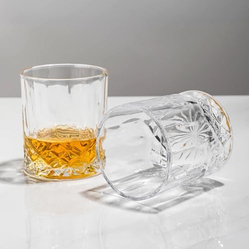 SIYOUKI Crystal Whiskey Glasses Set 11 oz, Old Fashioned Rocks Barware