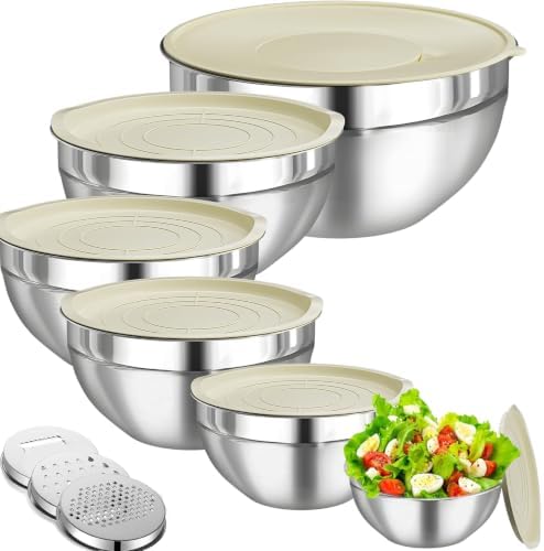 Mixing Bowls with Lids Set, 6 Sizes Mixing Bowl Set with 3 Grater