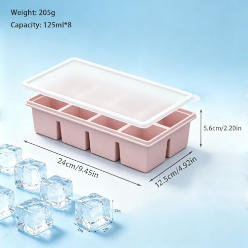 Large Silicone Ice Cube Trays with Lids, 3 Pack 2 Inch Square Ice Cube