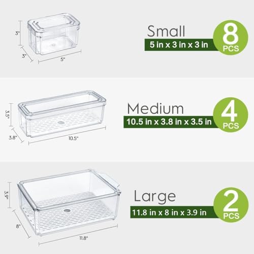 ZIJUND 14 Packs Fridge Organizer Bins
