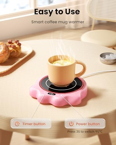 Gaiatop Mug Warmer, 50W Cute Cat Paw Cup Warmers, Heated Plate - Pink
