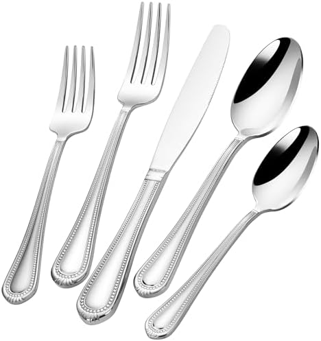 40 Pieces 18/10 Stainless Steel Flatware, Weighted Silverware Set for 8