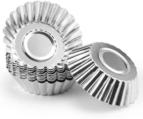 Tosnail 50 Pieces Aluminum Egg Tart Mold Small Tart Pie Tin Mini