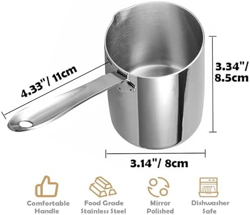 Butter Warmer Turkish Coffee Pot Milk Warmer Pot 18/10 Stainless Steel