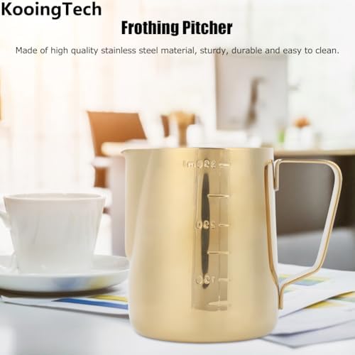 Frother Cup Milk Frother Gold Frothing Pitcher with Scale 350ml