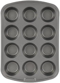 GoodCook Everyday Nonstick Steel Muffin Pan, 12 cup, Gray