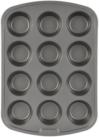 GoodCook Everyday Nonstick Steel Muffin Pan, 12 cup, Gray