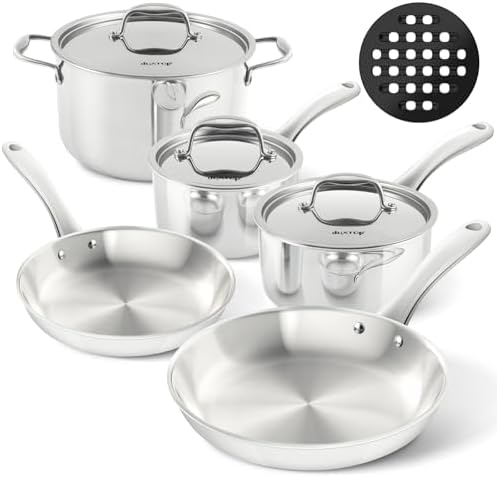 Duxtop Tri-Ply Stainless Steel Induction Cookware, 9PC Pots and Pans Set
