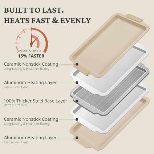 21 PCS Ceramic Nonstick Aluminized Steel Baking Pans Set, Silicone Handle