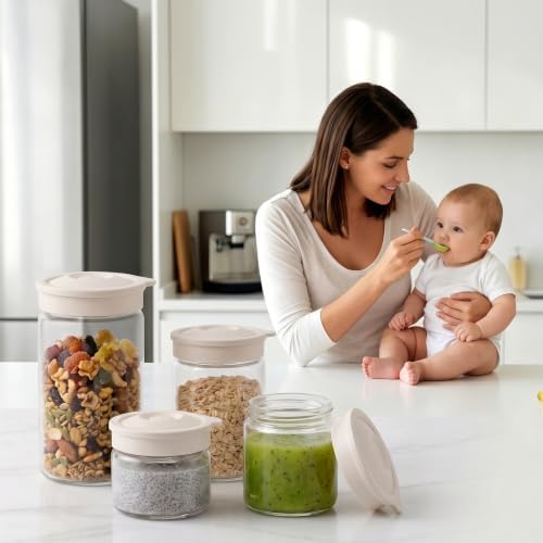 4oz Glass Salad Dressing Containers with Silicone Lids, 6 Pack