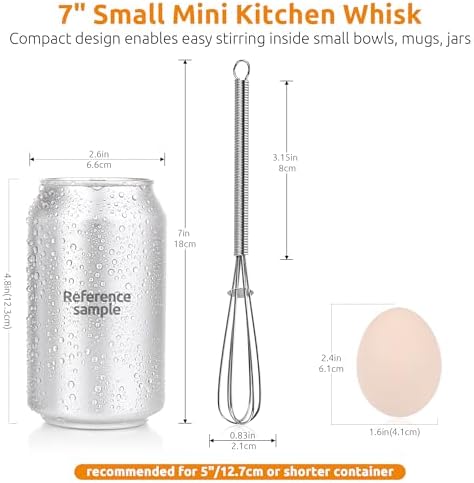 U-Taste Small Mini Whisks for Cooking, 18/8 Stainless Steel 7" Wisking