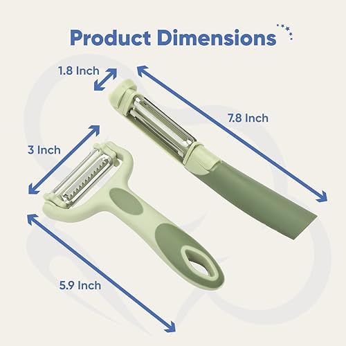 Chef’s Path Tri-Blade Peeler Set – Stainless Steel Blade Y Peeler &