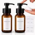 Amber Glass Foaming Soap Dispenser, 2 Pack, 8.5 Oz, Refillable