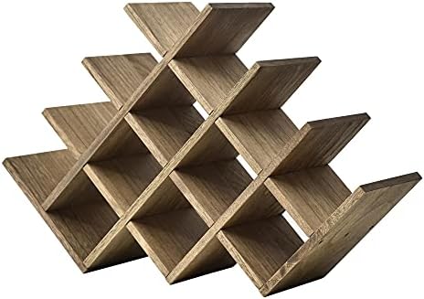 KIRIGEN Wood Wine Rack, 13-Bottle 4-Tier Countertop Holder, Brown