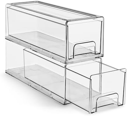 Sorbus Clear Storage Drawers, Small Wide, 2 Pack