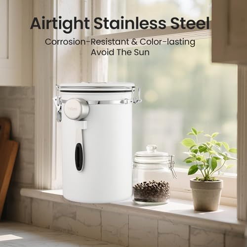 Veken Coffee Canister,39OZ, 2.2lbs,Large Airtight Stainless Steel