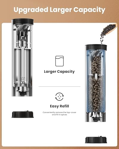 Rechargeable Electric Salt and Pepper Grinder Set, Charging Base