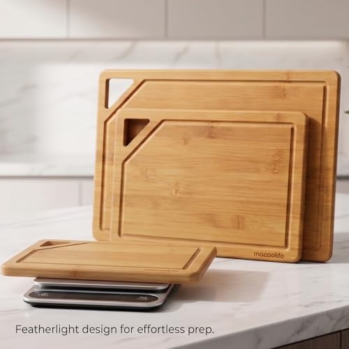 Bamboo Cutting Board Set for kitchen. Countertop and Hanging