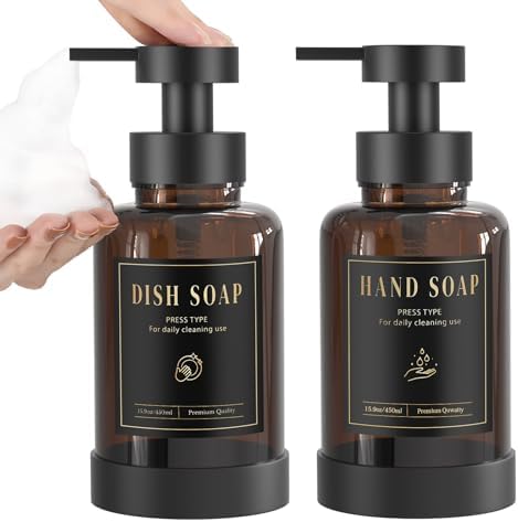 Luxspire Foaming Soap Dispenser, Amber, 2 Pack