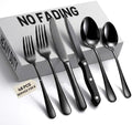 48 PCS NO-FADING Black Silverware Set with Steak Knives, Flatware for 8
