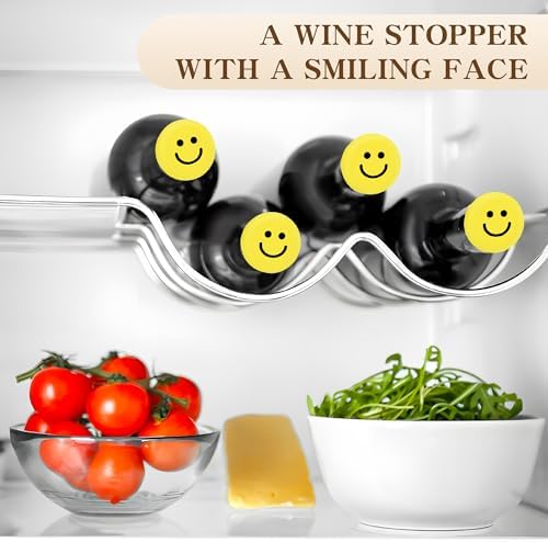 Doukado 3 Pcs Smiley Face Wine Stoppers, Leak-Proof Silicone Saver Set