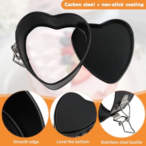 4 Inch Heart Springform Pans, Set of 4 Nonstick Mini Cheesecake Cake