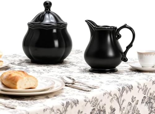 SOCOSY Retro Ceramic Creamer and Sugar Bowl Set, Cream Pitcher and