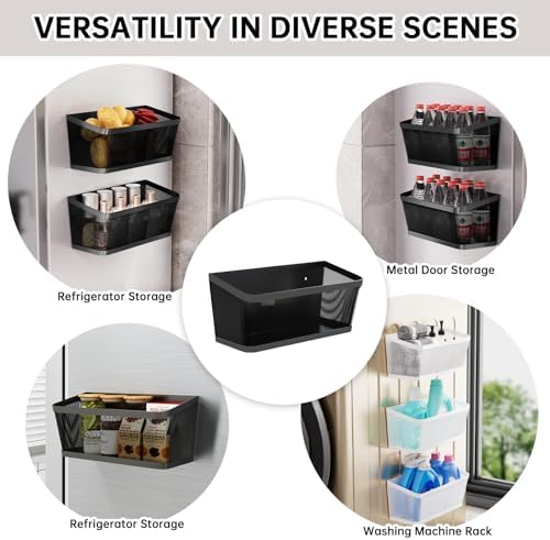 2Pcs Magnetic Spice Rack for Refrigerator, Black