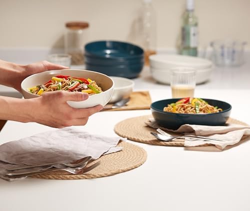 KooK Pasta Bowls, For Soups & Salads, Set of 4, 40 oz, White
