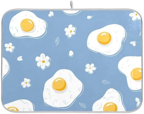 OTVEE Yellow Egg Art Dish Drying Mat for Kitchen Counter Absorbent