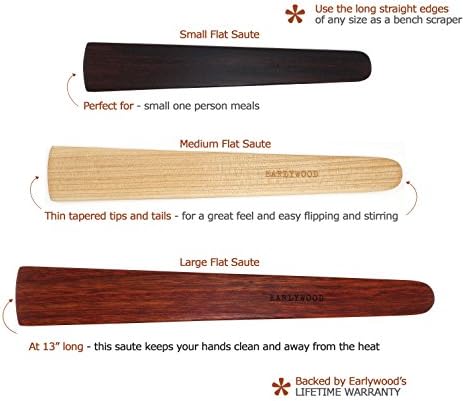 3-Piece Wood Kitchen Utensil Set: 3 Thin Wood Cooking Spatulas.