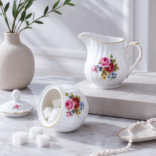 Sugar and Creamer Set - Porcelain Sugar and Creamer Vintage Tea Set