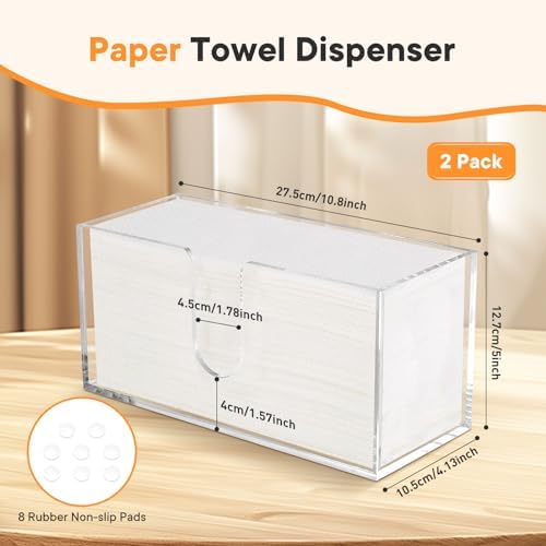 2Pcs Acrylic Countertop Paper Towel Dispenser, Clear