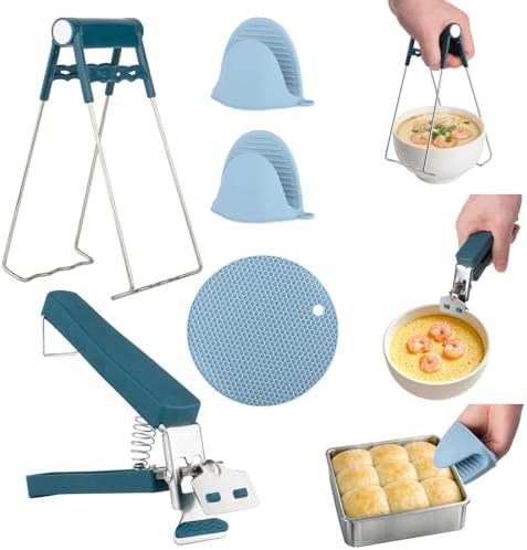 Hot Plate Gripper Set with Silicone Pads, 4-Pack, Navy Blue