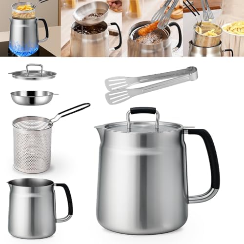 68oz 3-in-1 304 Stainless Steel Oil Filter Pot with Fine Mesh Oil