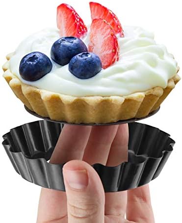 Laxinis World 4” Quiche Pans with Removable Bottom, Non-stick, Fluted