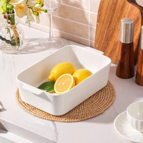Samsle 9x6 Inch Small Ceramic Casserole Dish with Lid Deep for