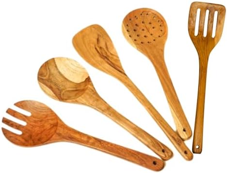 Rainforest Bowls 5-Piece Javanese Teak Cooking Utensil Set