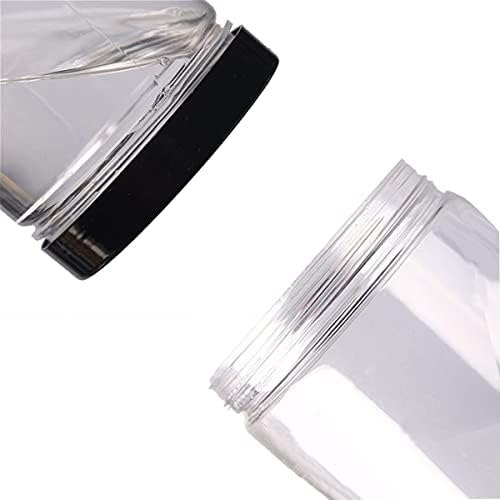 43oz (1280 ml) Clear Plastic Jars with Smooth Black Lids and Labels